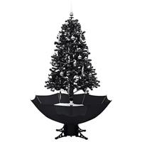 Kerstboom sneeuwend met paraplubasis 170 cm PVC zwart - thumbnail