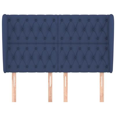 Hoofdbord met randen 163x23x118/128 cm stof blauw