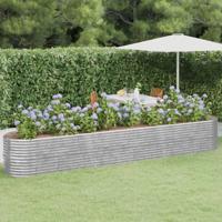 VidaXL Plantenbak 440x80x68 cm gepoedercoat staal zilverkleurig - thumbnail