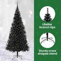 VidaXL Kerstboom met 300 led met standaard zwart 210 cm pvc - thumbnail
