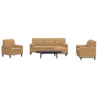 4-delige Loungeset met kussens en bolsters fluweel bruin - thumbnail