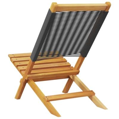 Tuinstoelen 2 st massief acaciahout en polypropeen zwart - thumbnail