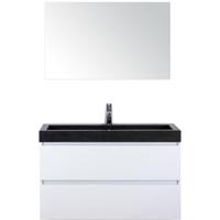 Maxx XL Badmeubelset 100 cm - Wit Hoogglans - Wastafel Lucca 1 Kraangat met Spiegel - thumbnail