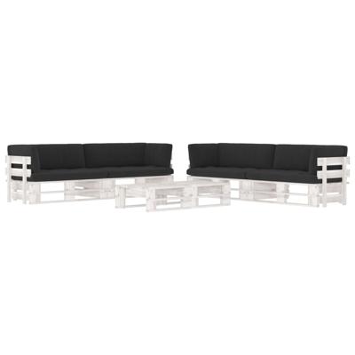 vidaXL 6-delige Loungeset pallet met kussens wit geïmpregneerd hout