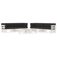 vidaXL 6-delige Loungeset pallet met kussens wit geïmpregneerd hout - thumbnail