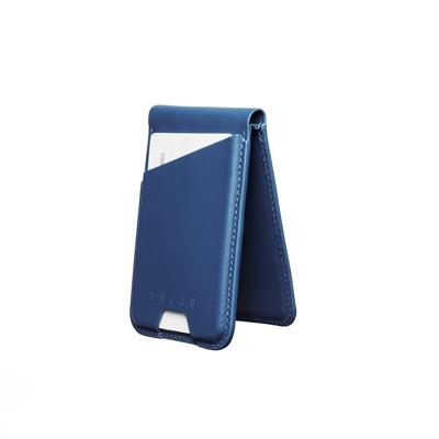 Mujjo Magsafe leather card wallet stand - Monaco Blue