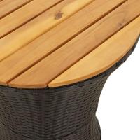 Tuinbijzettafel trommelvormig poly rattan en massief hout zwart - thumbnail