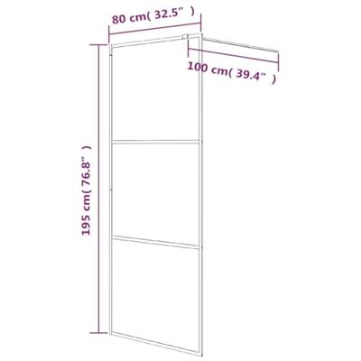VidaXL Inloopdouchewand 80x195 cm halfmat esg-glas zwart