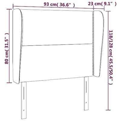 Hoofdbord met randen 93x23x118/128 cm stof donkergrijs