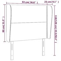 Hoofdbord met randen 93x23x118/128 cm stof donkergrijs - thumbnail