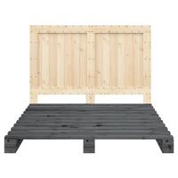 Bedframe met hoofdbord massief grenenhout grijs 140x200 cm - thumbnail