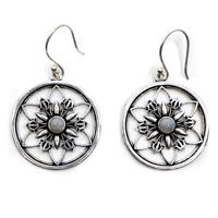 Oorbellen Bloem met Maansteen (30 mm) - thumbnail