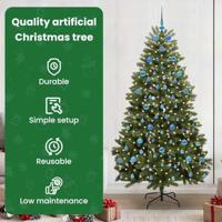 VidaXL Kunstkerstboom met 300 led groen 210 cm pvc en metaal - thumbnail