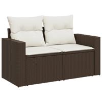 5-delige Loungeset met kussens poly rattan bruin - thumbnail