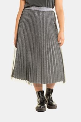 Ulla Popken Plissérok, glitter-effect, jersey voering - Grote Maten Ulla Popken Plissérok, glitter-effect, jersey voering - Grote Maten