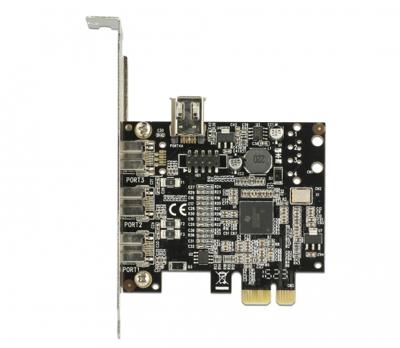 Delock 89864 PCI Express x1-kaart > 3 x externe FireWire B + 1 x interne FireWire A