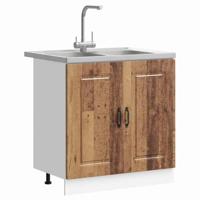 Keukenkast Kalmar Oudhout 80 x 46 x 81,5 cm Bewerkt hout - thumbnail