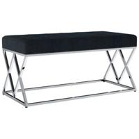 vidaXL Bankje 97 cm fluweel en roestvrij staal zwart - thumbnail