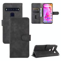 Voor TCL 10L Solid Color Skin Feel Magnetic Buckle Horizontal Flip Calf Texture PU Leather Case met Holder & Card Slots & Wallet(Black) - thumbnail