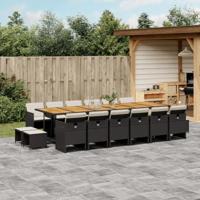 17-delige Tuinset met kussens poly rattan zwart - thumbnail