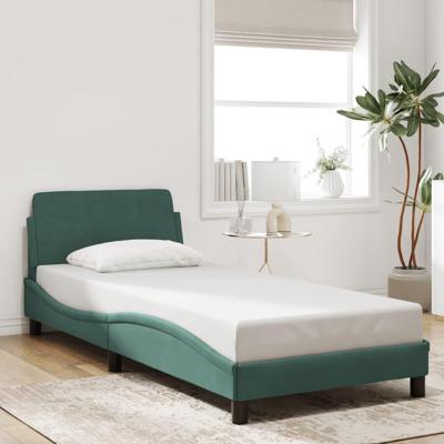 Bedframe zonder matras 90x190 cm fluweel donkergroen Bedframe zonder matras 90x190 cm fluweel donkergroen