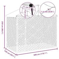 Hondenkennel met dak 3x1,5x2,5 m gegalvaniseerd staal zilver - thumbnail