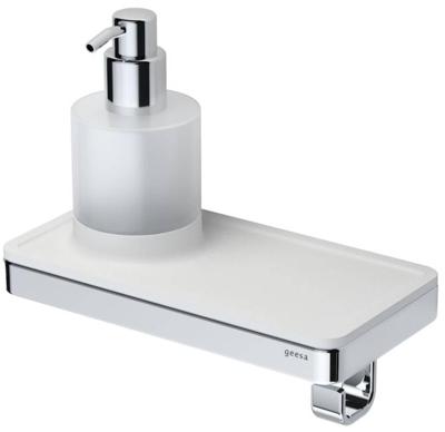 Planchet met Zeepdispenser en Handdoekhaak Geesa Frame Wit Chroom Planchet met Zeepdispenser en Handdoekhaak Geesa Frame Wit Chroom