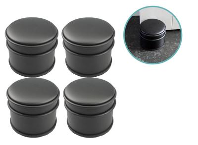 4x GS deurstopper mat zwart - 1 kg - Ø7,5 x 8 cm