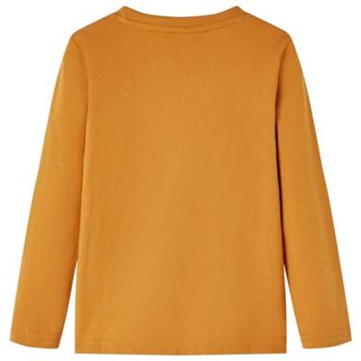 Kindershirt met lange mouwen wolvenprint 92 donkerokerkleurig - thumbnail