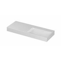 INK United Wastafel Porselein Rechts met 1 Kraangat incl. Porseleinen Click Plug en Verborgen Overloop Systeem - 1200x450x110 mm - Glans Wit - thumbnail