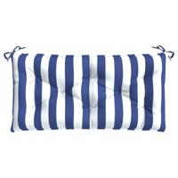 VidaXL Tuinbankkussen 100x50x7 cm stof gestreept wit en blauw - thumbnail