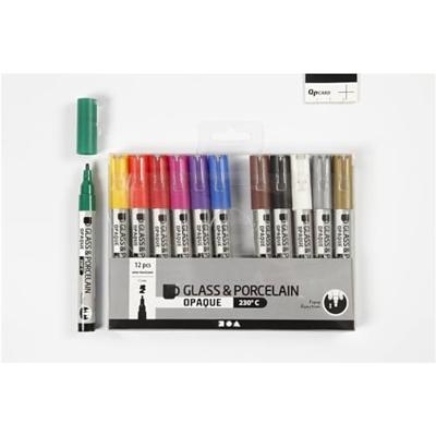 Creativ Company Glas- & porseleinstiften, lijndikte 1-2 mm, semi-dekkend, diverse kleuren, 12 stuk/ 1 doos Creativ Company Glas- & porseleinstiften, lijndikte 1-2 mm, semi-dekkend, diverse kleuren, 12 stuk/ 1 doos