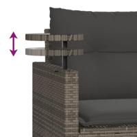 3-delige Loungeset met kussens poly rattan grijs - thumbnail