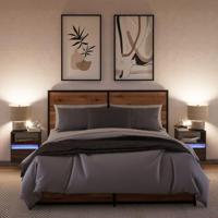 Nachtkastjes met LED's 2 st wandgemonteerd bruin eikenkleur - thumbnail