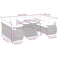 10-delige Loungeset met kussens poly rattan bruin - thumbnail