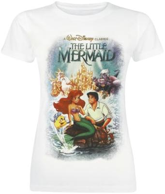 T-Shirt met Korte Mouwen The Little Mermaid Classic Poster Wit Unisex - Maat: L