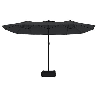 Parasol dubbel dak met LED 449x245 cm zwart