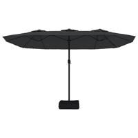 Parasol dubbel dak met LED 449x245 cm zwart - thumbnail