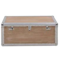 Opbergkist 91x52x40 cm massief vurenhout bruin - thumbnail