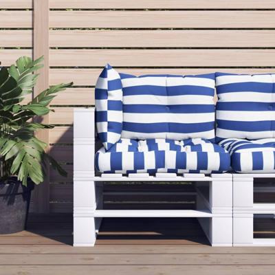 VidaXL Palletkussens 3 st gestreept oxford stof wit en blauw