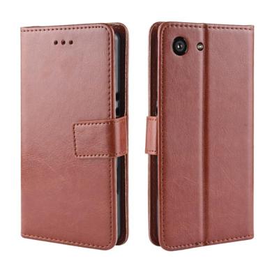 Retro Crazy Horse textuur horizontale Flip lederen case voor Sony Xperia ACE SO-02L met houder & kaartsleuven & fotolijstjes (bruin)