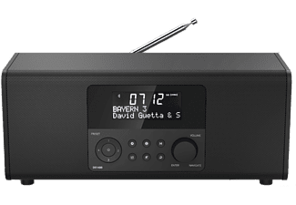 Hama Digitale radio DR1400 (DAB/DAB+/FM, radio-wekker met 2 alarmtijden/snooze/timer, 4 stationtoetsen, stereo, verlicht display, compacte digitale radio) zwart
