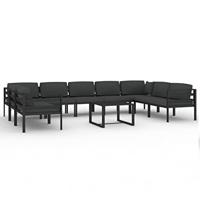 10-delige Loungeset met kussens aluminium antracietkleurig - thumbnail