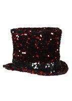 Cabaret Luxe hoge hoed pailletten rood-zwart - thumbnail