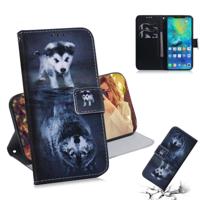 Wolf en hond patroon gekleurde tekening horizontale Flip lederen case voor Huawei mate 20 Pro met houder & card slots & portemonnee - thumbnail
