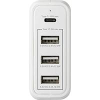 VOLTCRAFT UC-4ACX002 USB-oplader 62 W 1x USB-C, 3x USB-A USB PD Wit Binnen - thumbnail