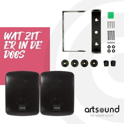 Artsound ASW55.2, Set van 2 waterdichte luidsprekers, 2-weg hifi luidspreker, 20-120 watt, met muurbeugel voor wandmontage, geschikt voor binnen en buiten, terras, tuin, sauna, zwembad, badkamer,