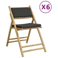 Bistroset 6 st inklapbaar met kussens bamboe donkergrijs - thumbnail