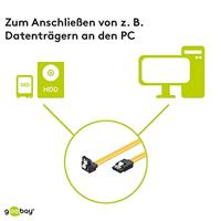 Goobay 93946 S-ATA datakabel voor HDD, SDD, 6 Gbits SATA L-type connector naar SATA L-type stekker 90° gebogen, 20 cm - thumbnail