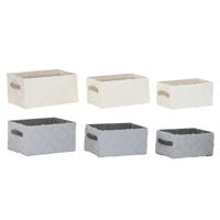 Mandenset Home ESPRIT Grijs Crème 35 x 25 x 18 cm (3 Onderdelen) (2 Stuks) - thumbnail